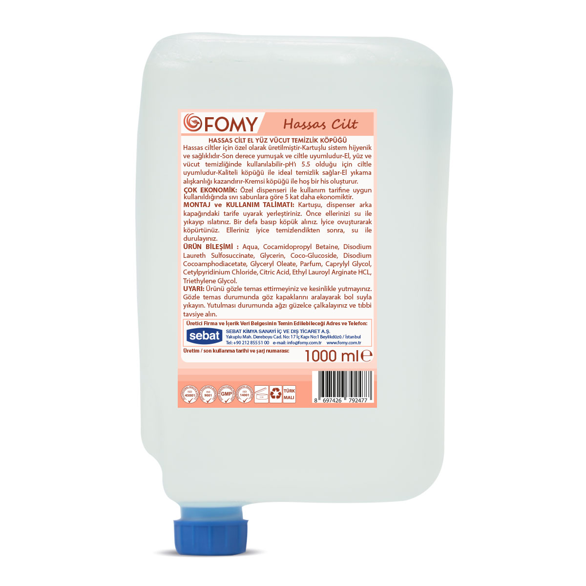 FOMY Hassas Cilt El Yüz Vücut Temizlik Köpüğü 1000 ml